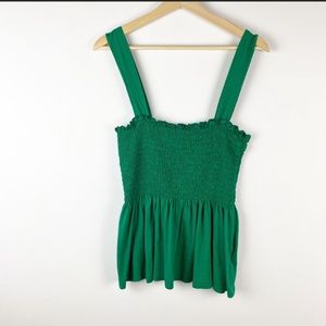 T.LA Sivan Smocked Peplum Tank Green XL